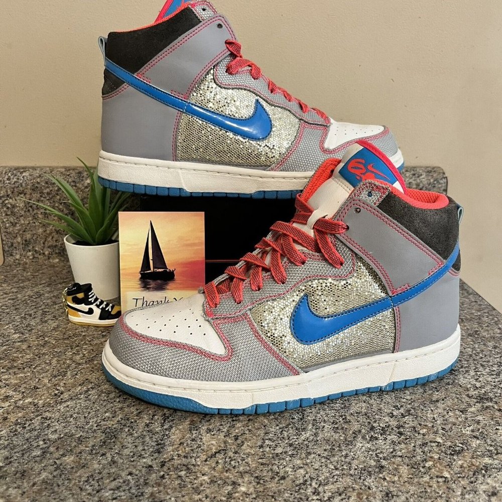 Nike Dunk High 6.0 Premium Grey Sequin Shoes Sneakers 454054-146 Women Size 7.5